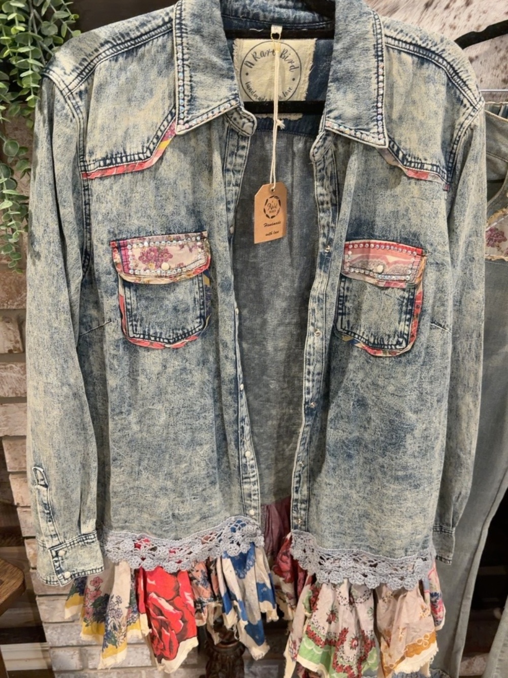 A Rare Bird3-Piece Denim Floral Patchwork Set – Boho Western - Picture 9 of 12